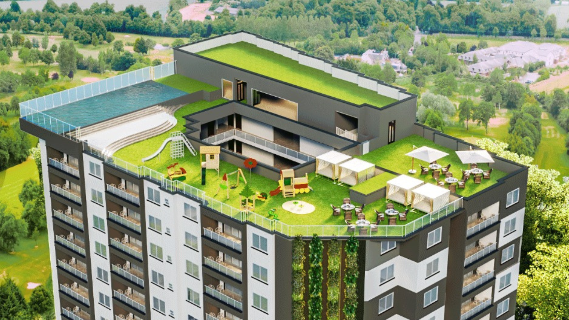 Skyrise Apartments Rooftop View