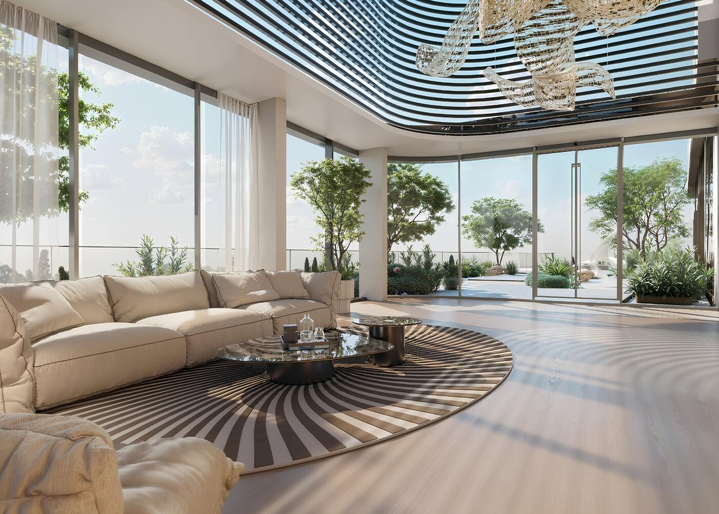 Light-filled living room in a Kampala One residence