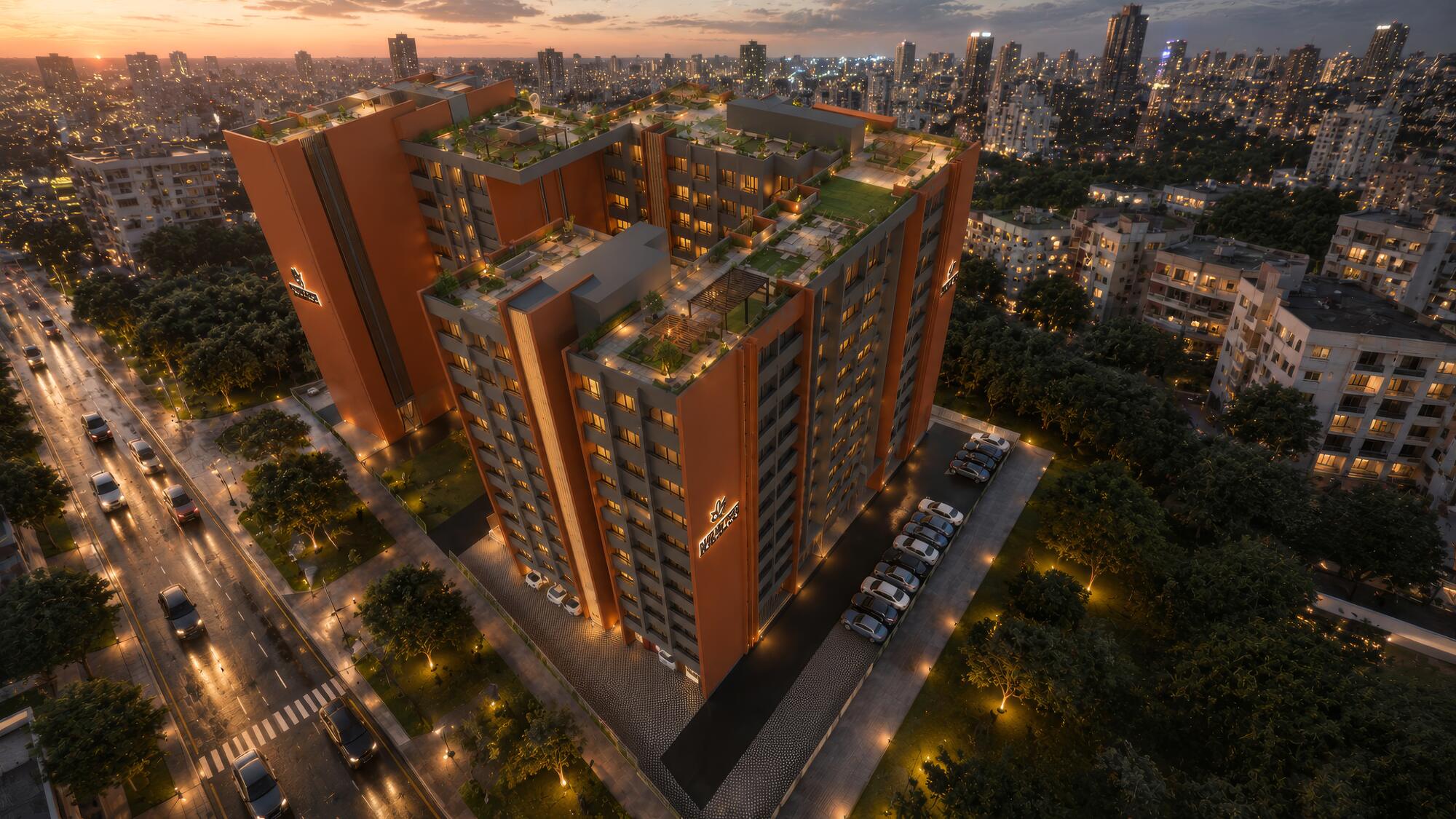Signature Residency apartments in Kulambiro at night